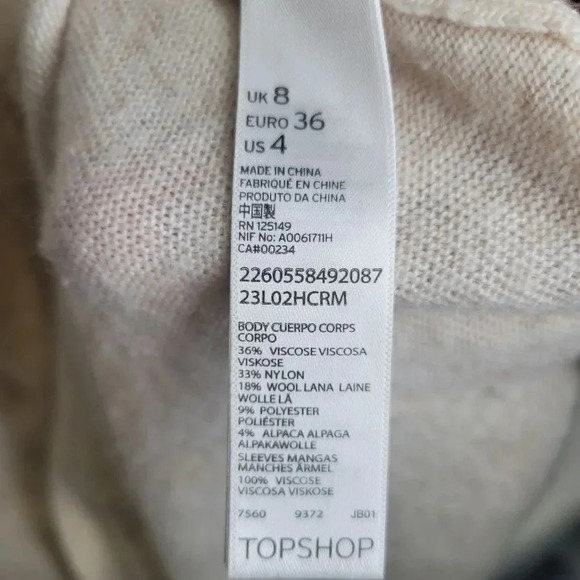 TOPSHOP Women Long‎ Sleeve Pullover Knit Sweater Size 4 - Picture 5 of 9
